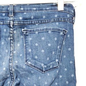Flying Monkey Mid Rise Skinny Jeans Size 30 x 31 Blue White Polka Dot Pants